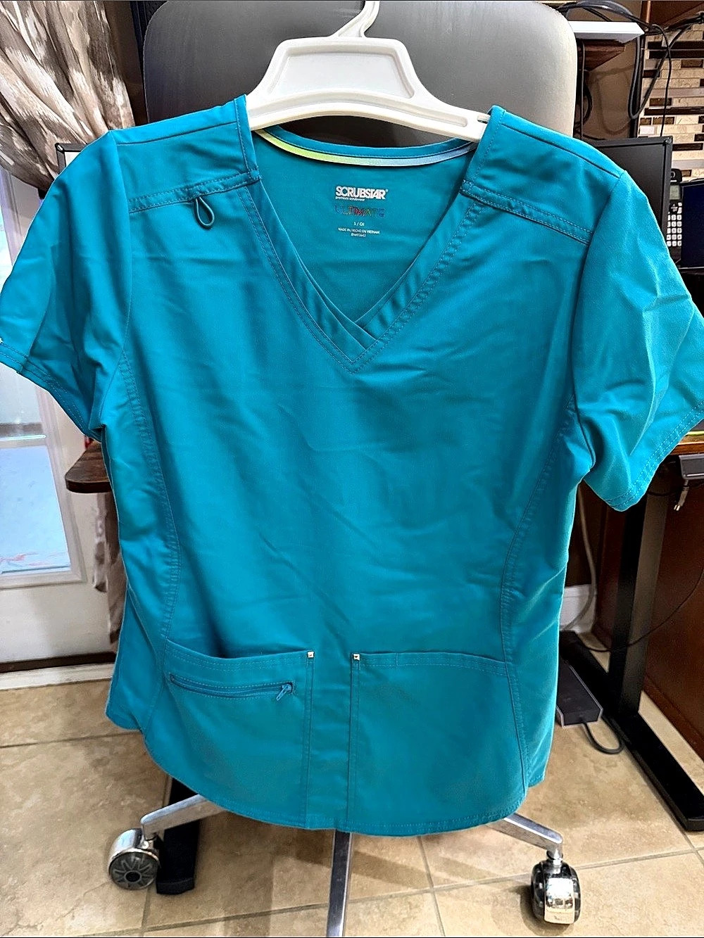 Scrubstar Performance Women's Shaped Antimicrobial Mesh Panel V-Neck Scrub Top